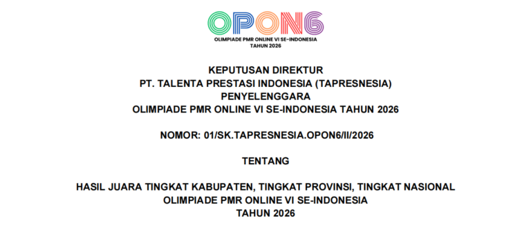 SK Penetapan Juara OPON6 Tahun 2026